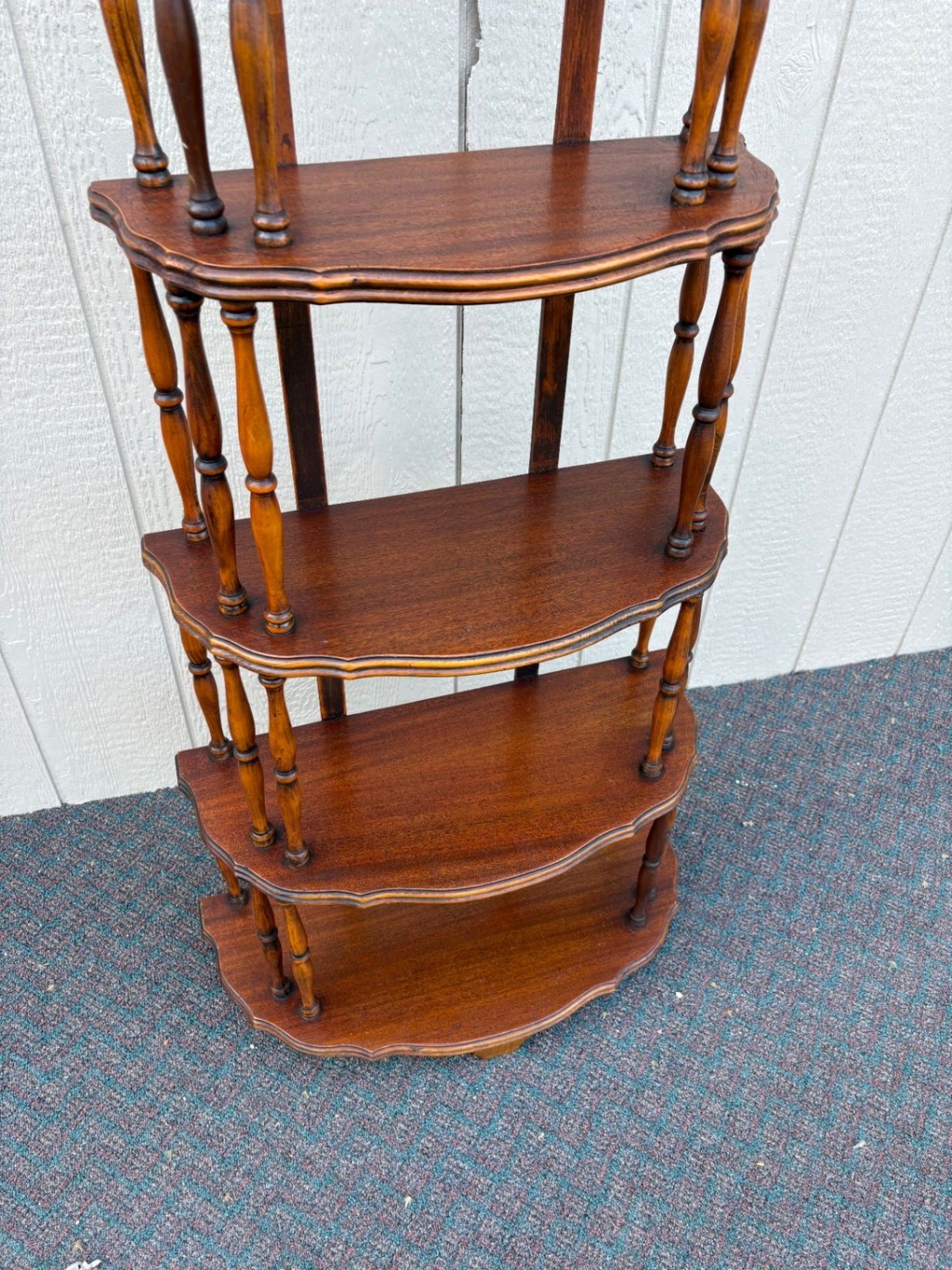 67560 Vintage Mahogany Whatnot Etagere Display Shelf with Turned Supports