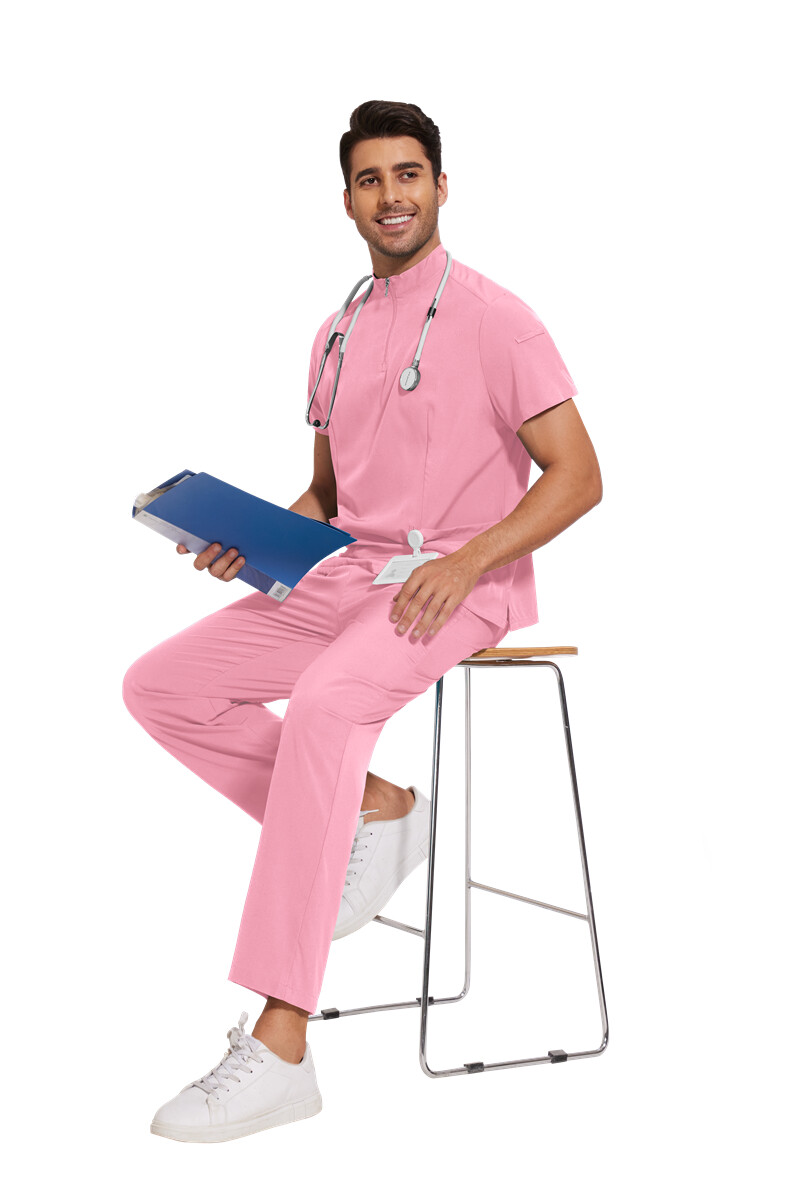 NiaaHinn Uniform Men Scrub Set Medical Doctor Scrub Uniform Zipper-Top Unisex