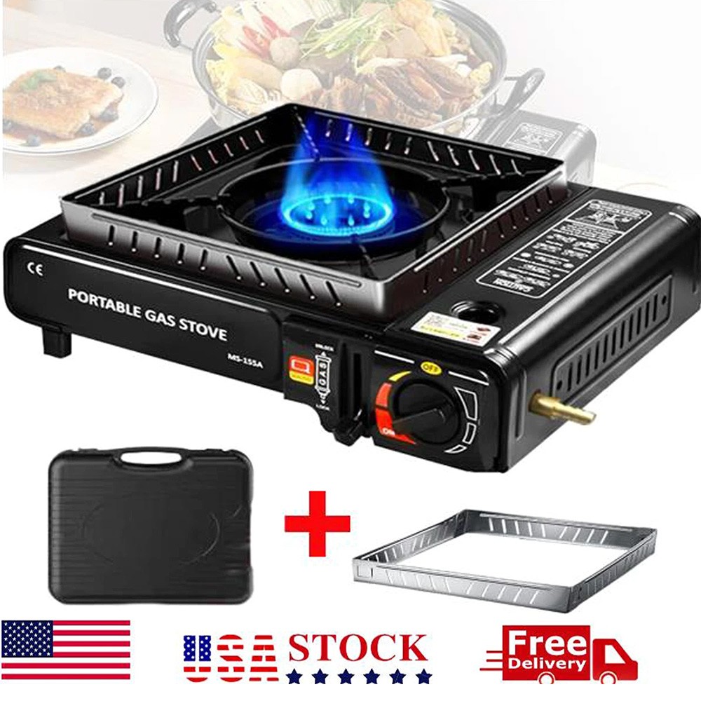 Portable Camping Stove Propane & Butane Hiking Dual Fuel Brass Cooking Burner US