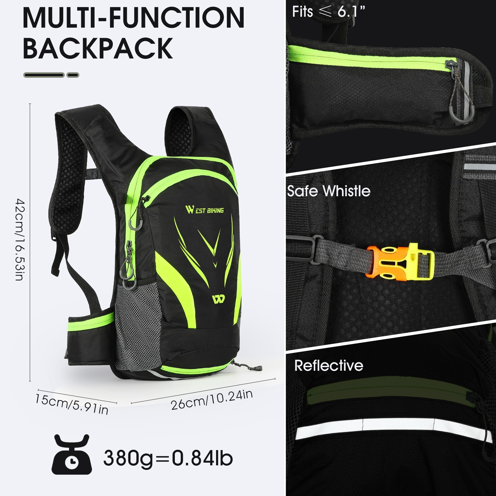 WEST BIKING Cycling Hiking Outdoor Sports Hydration Packs Backpack 16L Bag Green