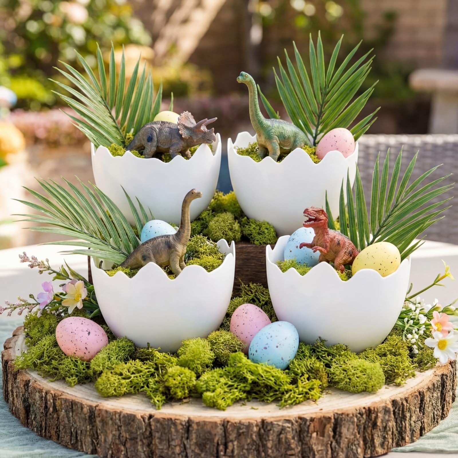 Dinosaur Themed Party Decorations Easter Table Centerpiece 4 Plastic Egg Shap...