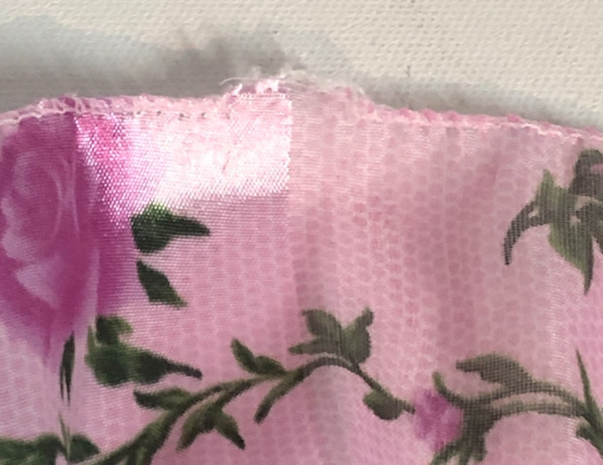 Vintage Pink and Green Scarf, Flower Design, Nylon/Polyester Blend, 57.5" x 12"