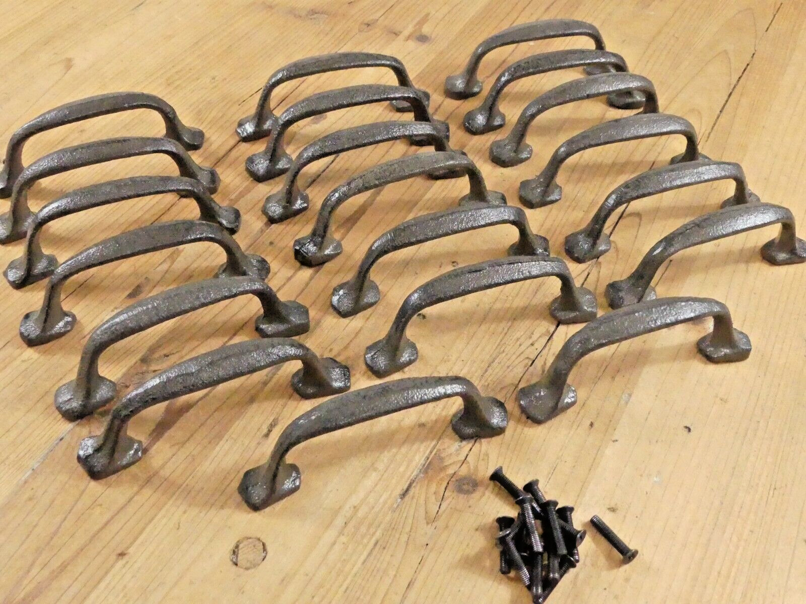 20 Cast Iron Handles Rustic Drawer Pulls W/ Screws Western Farmhouse Primitive