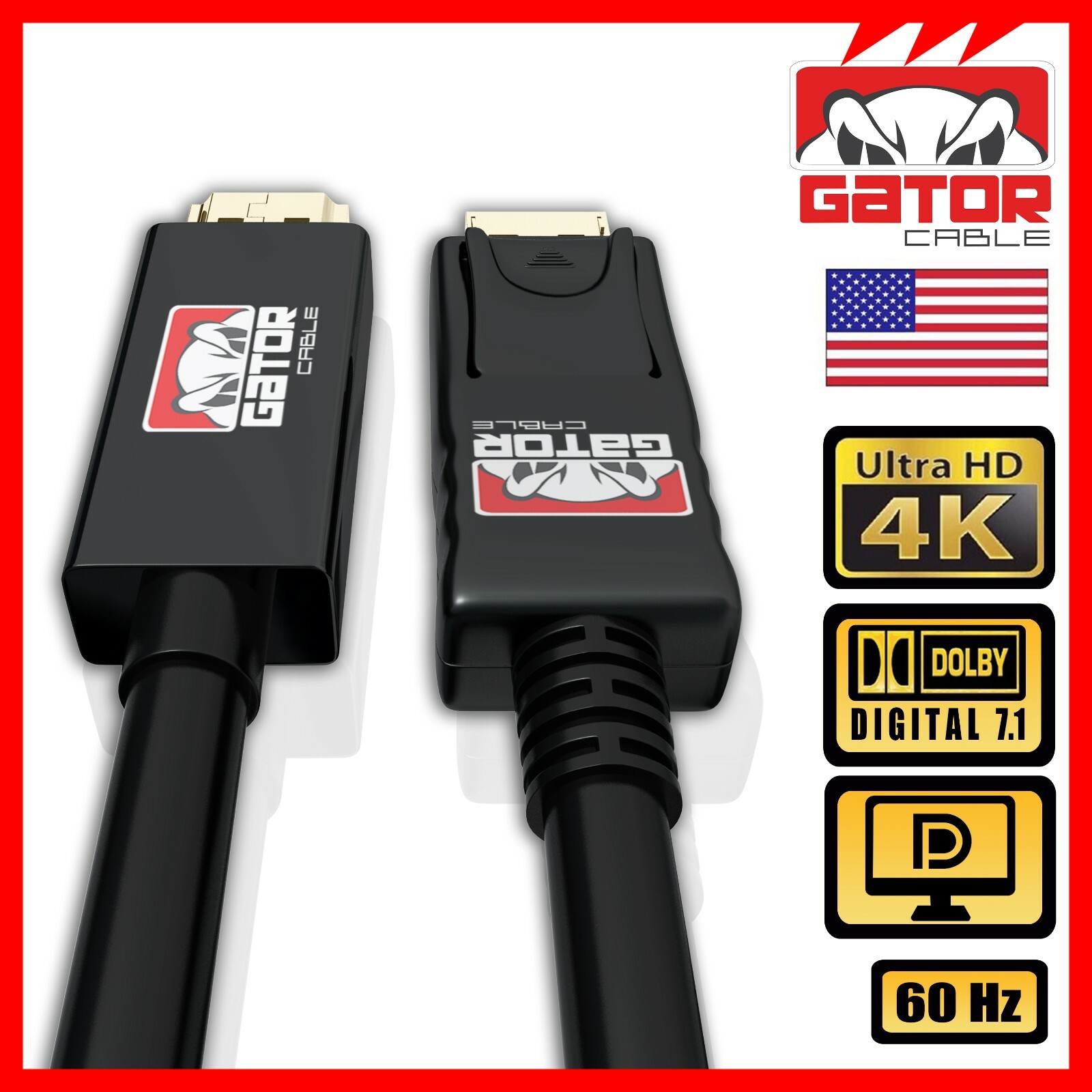 4K Display Port DP to HDMI Cable 60Hz 2160P 25.92Gbps HDR Audio Video Adapter PC