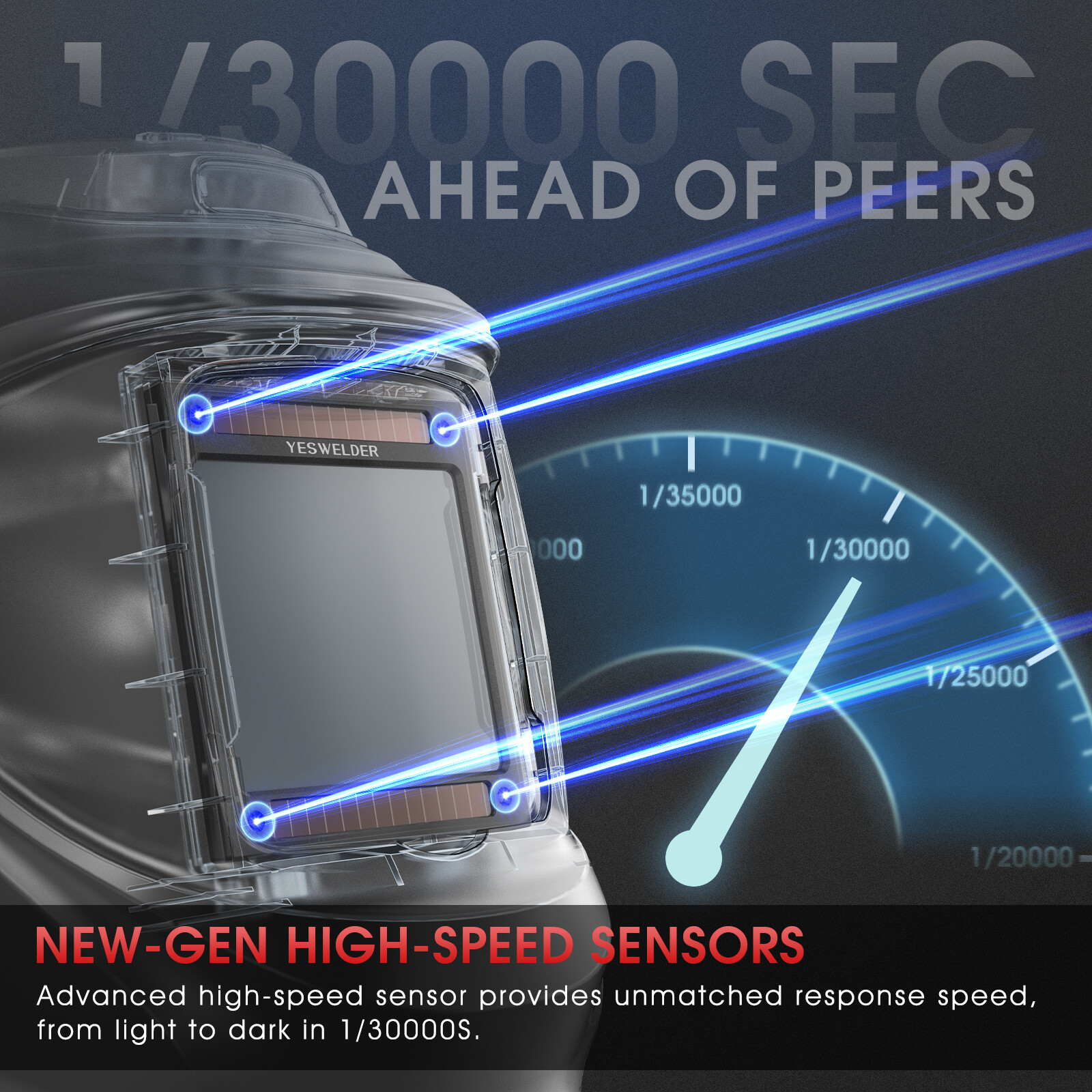 YESWELDER Auto Darkening Welding Helmet Fan Light 1/1/1/1 Color Solar Powered