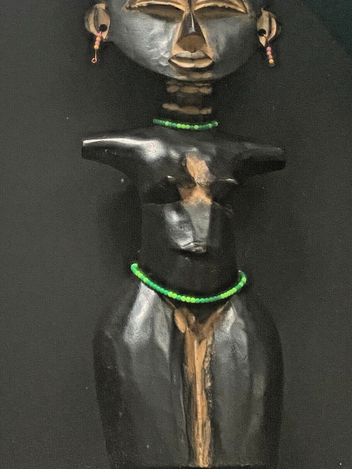 Vintage African Tribal Figure Statue Maternity Fertility Framed Shadow Box Large