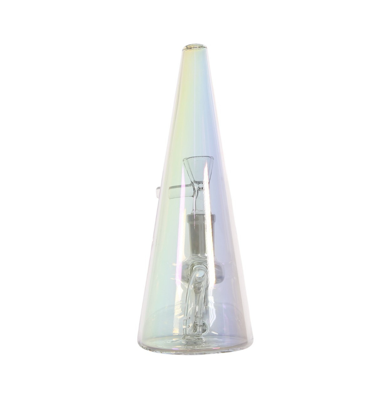 6.5" Holographic Prism Color Changing Glass Volcano Cone Water Pipe Bong 14mm