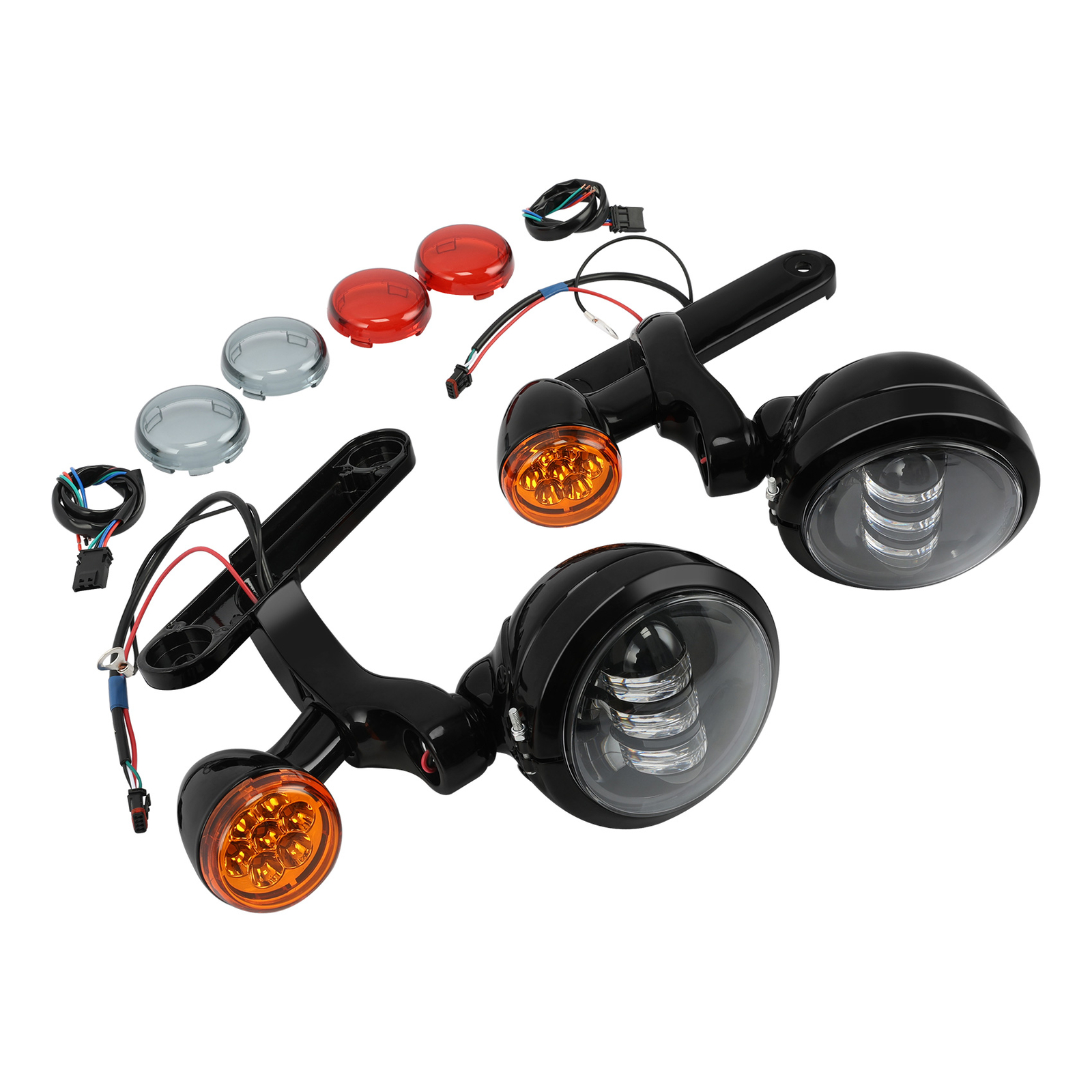 4.5"Auxiliary LED Spot Fog Light Turn Signal For Harley Electra Road Glide 94-24