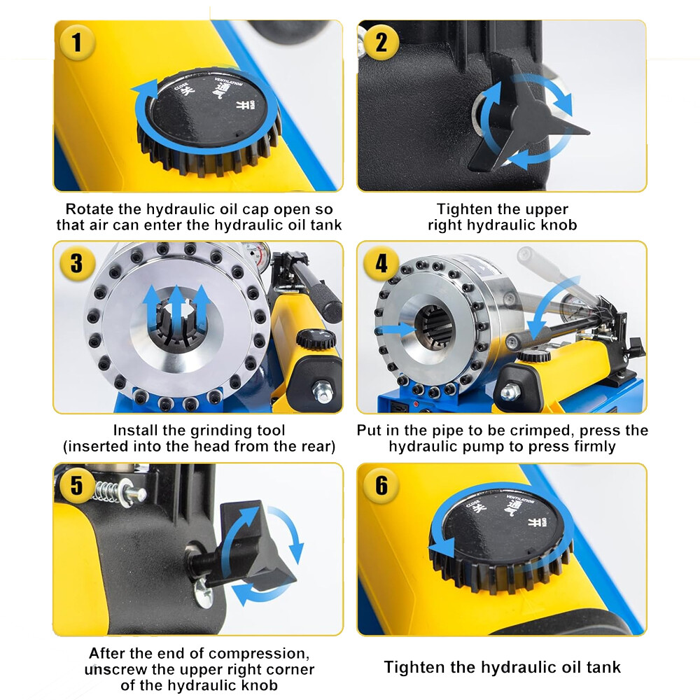 5600KN Hydraulic Hose Crimper Pipe Clamping Machine w/ 8 Sets Dies 10mm-30m