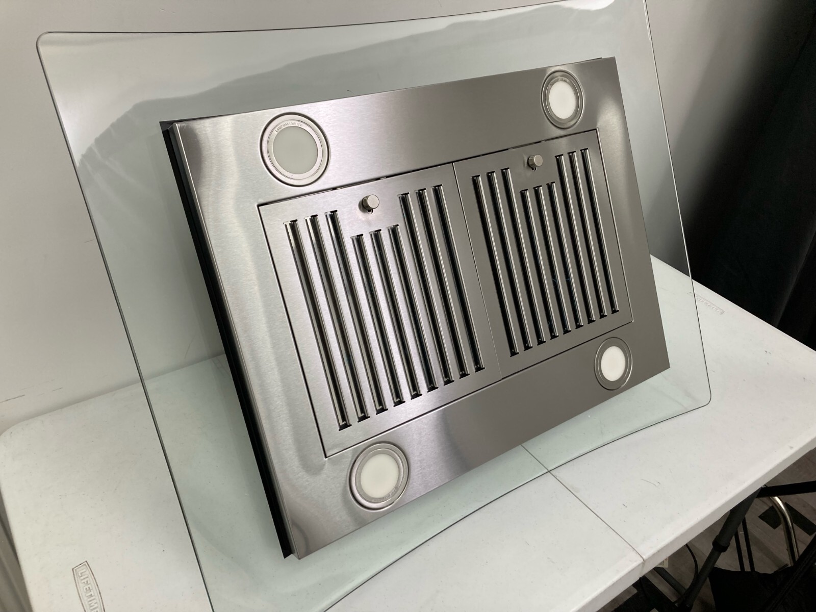 30 IN. ISLAND MOUNT RANGE HOOD (NO CHIMNEY OPEN BOX) STAINLESS STEEL GLASS VISOR