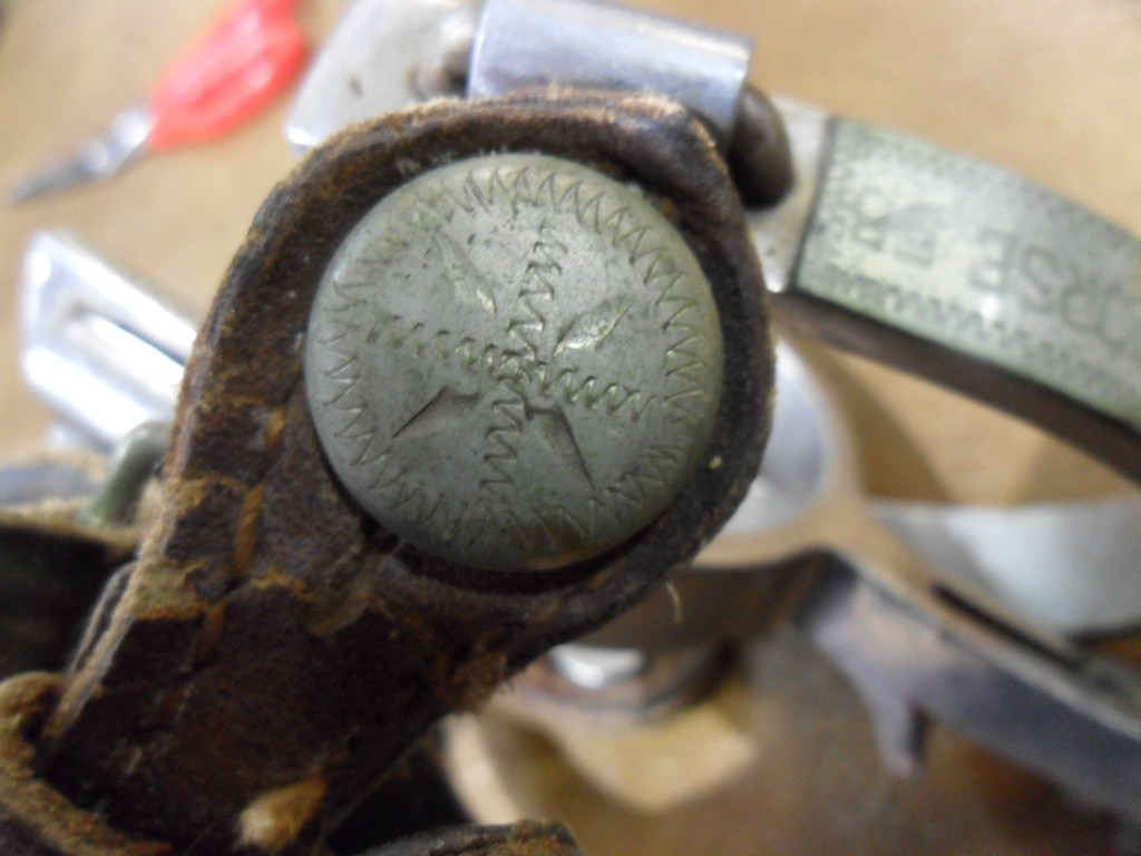 Vintage Crockett Stainless Spurs W/ Leather Straps Cutting Horse 55 Etched
