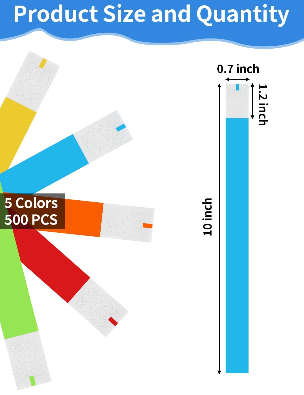 Wrist Bands, Paper Wristbands for Events Adhesive Colored Wristband Disposable