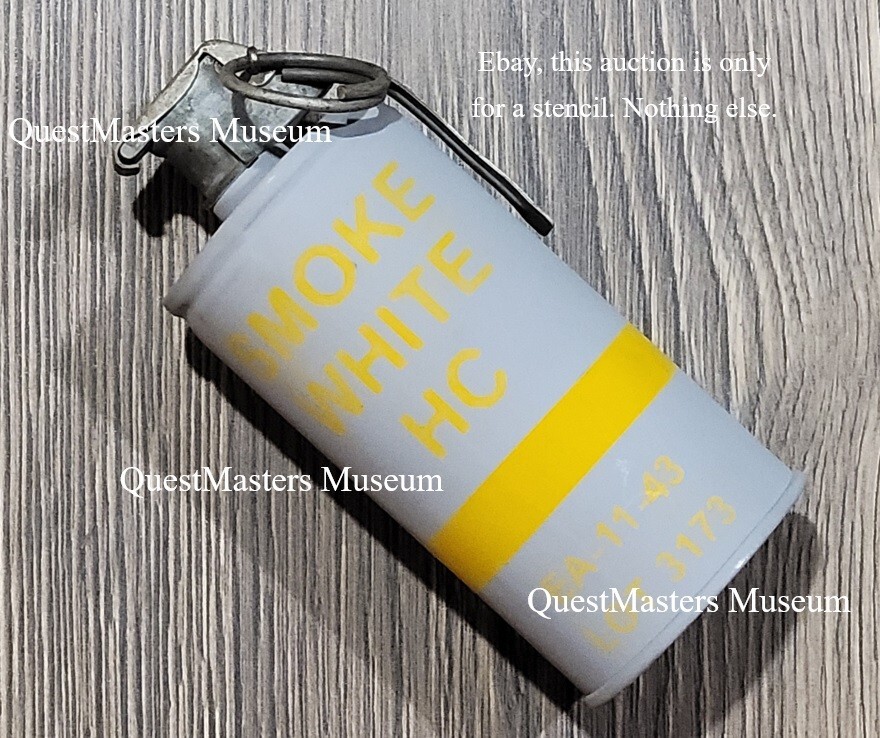 U.S. WWII AN-M8 or M8 Smoke Grenade, White HC Smoke, Stencil, Stencil 047