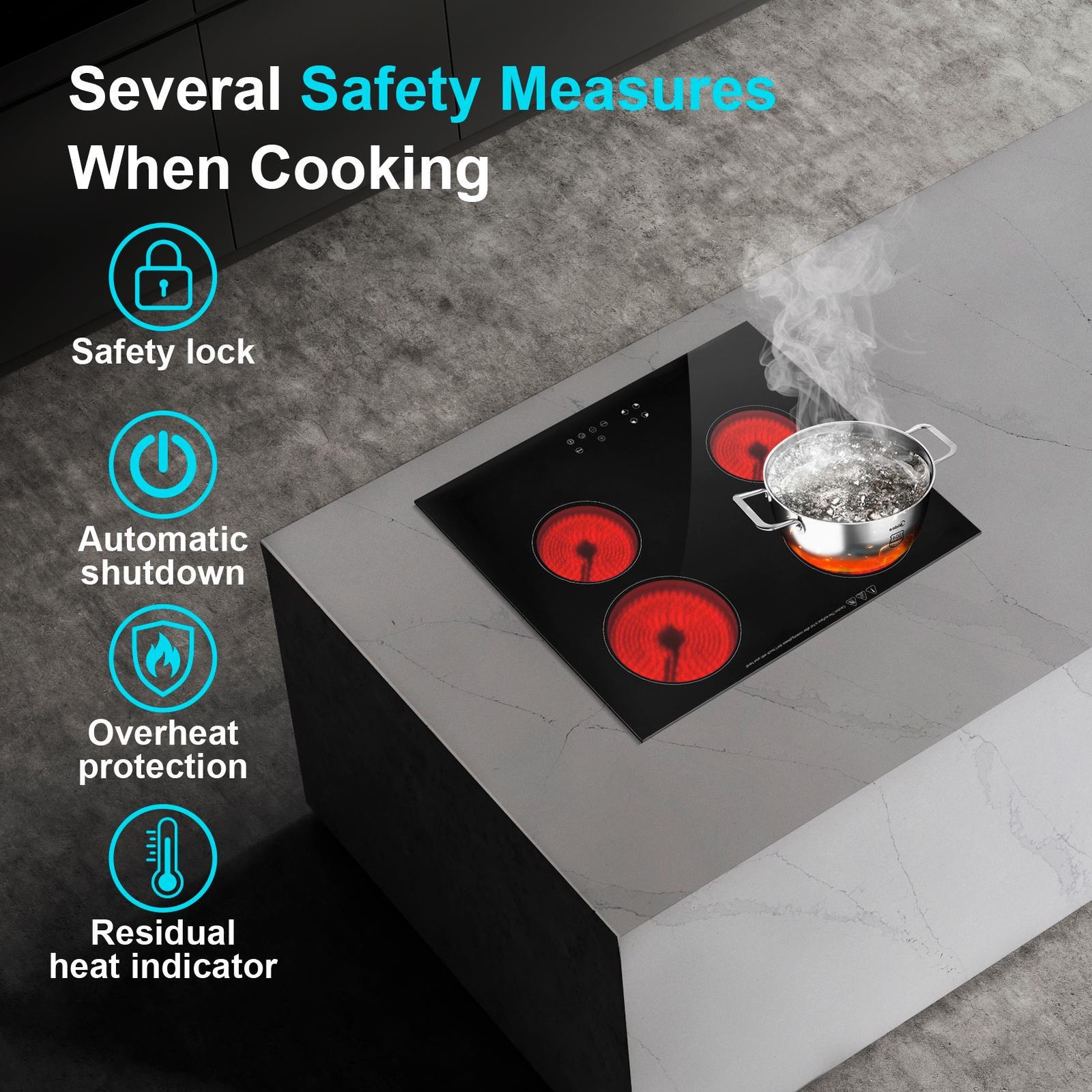 6800W Portable Induction Cooktop Countertop Four Cooker Burner Stove Hot Plate--