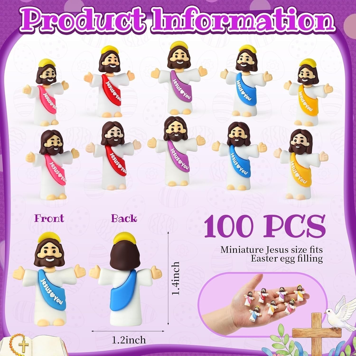 100 Pack Little Jesus Figures Loves You, Tiny Mini Jesus Figurines in Bulk100 Pa