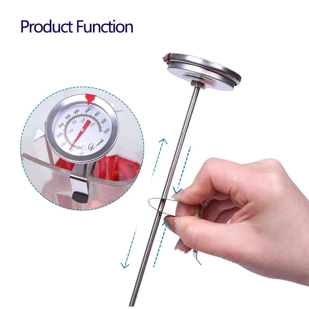 12" Meat Cooking Thermometer Stainless Steel Stem BBQ Grill Deep Fry No Battery