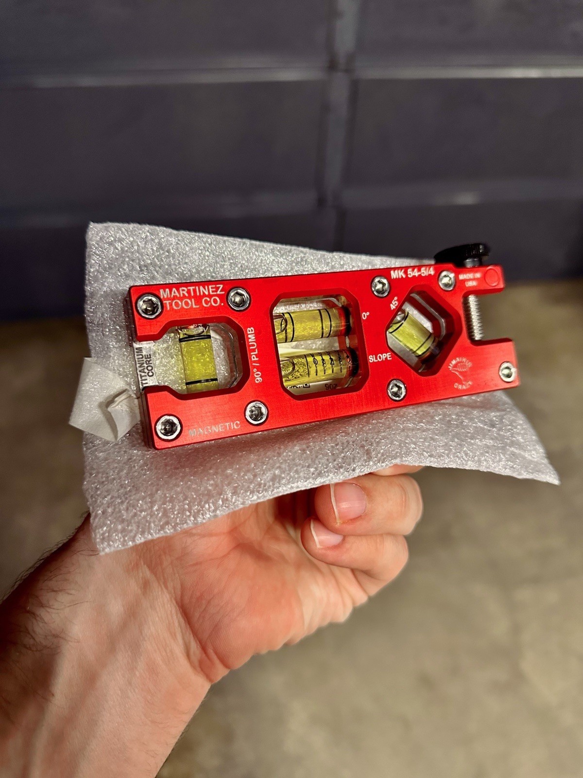 Martinez Tool Co. Titanium Core 5” Magnetic Torpedo & Conduit Level Red - USA