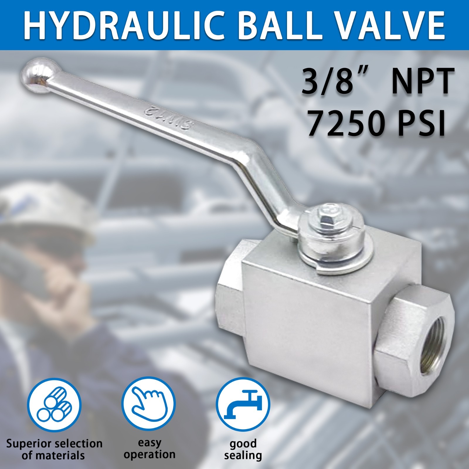 3/8Inch NPT 7250PSI 2way High Pressure Hydraulic Ball Valve