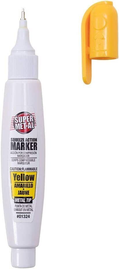 SUPER MET-AL #1324 SQUEEZE ACTION METAL TIP Yellow PAINT MARKER