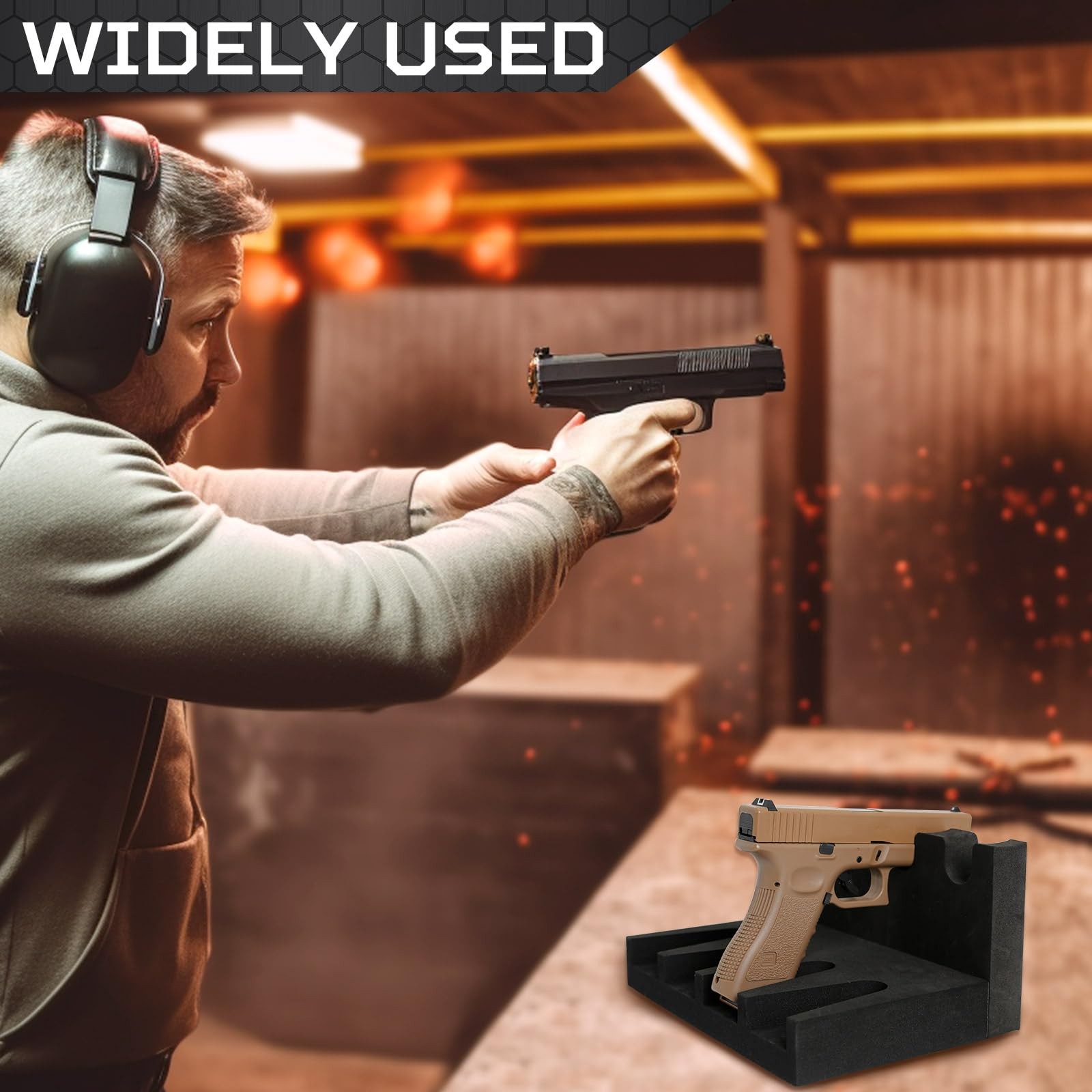 Pistol Rack for Gun Safe Soft Foam Handgun Storage Holder Organizer Black