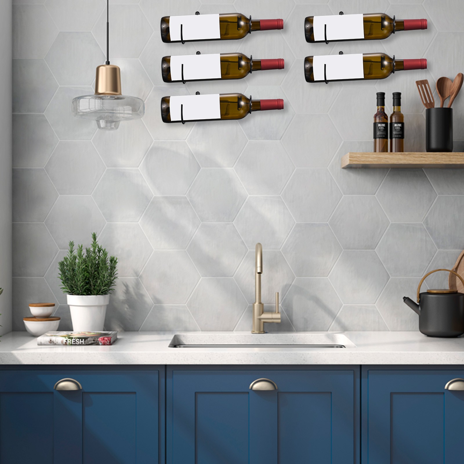 12Pcs Spiral Wine Wall Holder For Home Kitchen Bar Wall Decor Black Right