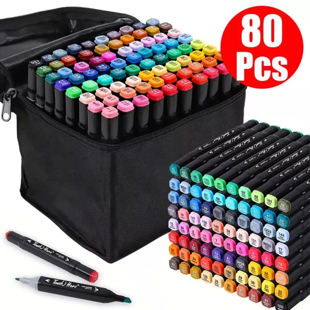 80 Colors Alcohol Based Markers Dual Tip Drawing Markers Set for Drawing