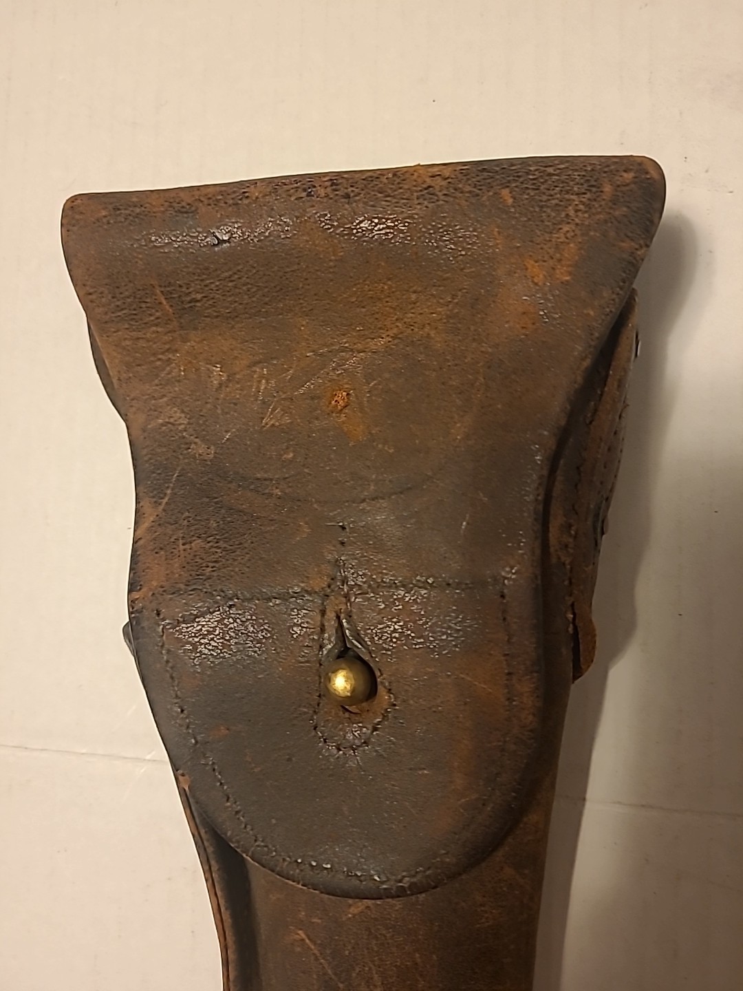 Vintage WWI Era HOYT 1918 JJM Flap Holster Brown Leather 10" L