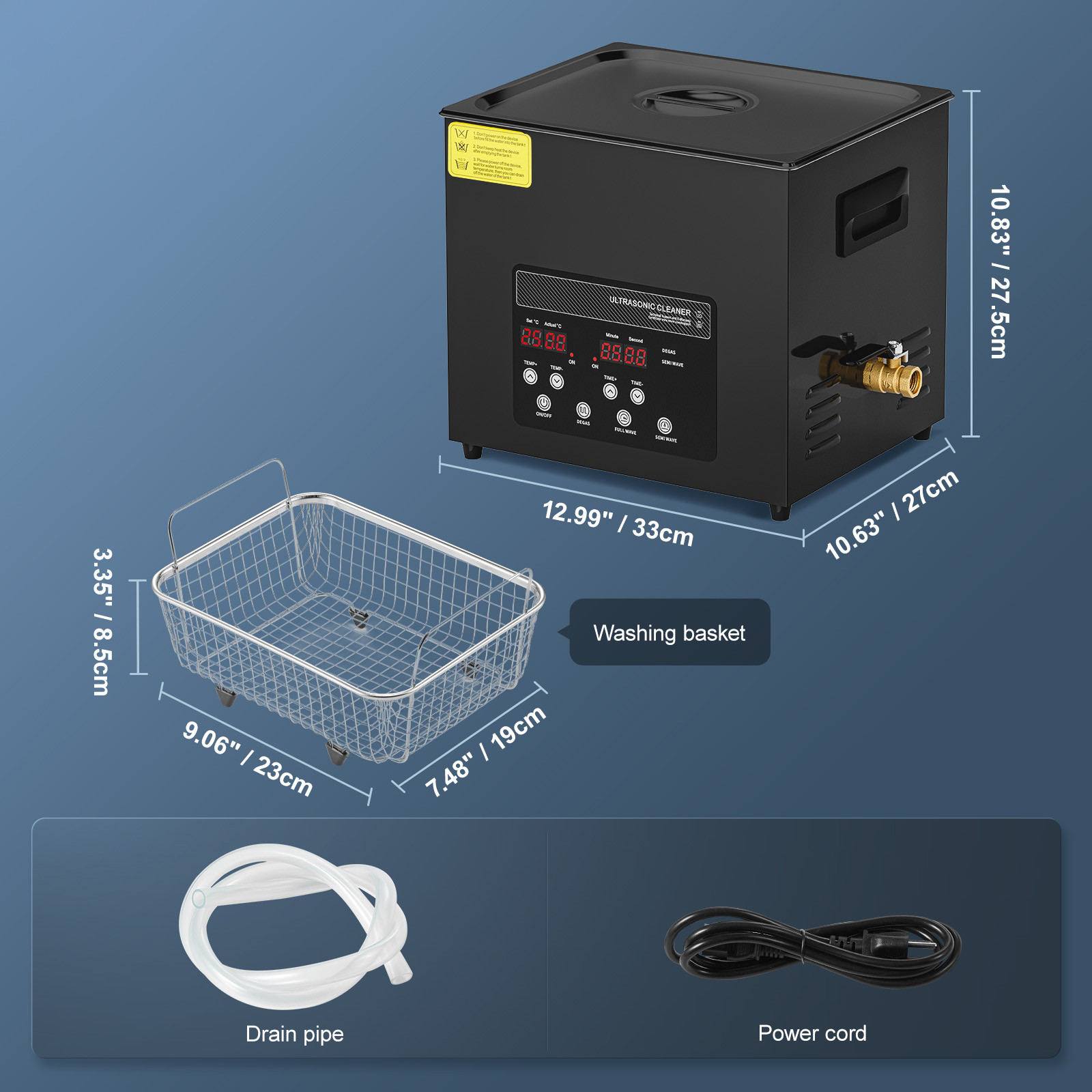 10L Ultrasonic Cleaner Cleaning Machine with Basket Heater and Timer 240W