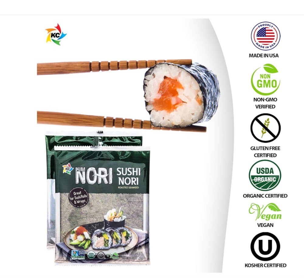 Roasted Seaweed Sushi Nori - 1 Pack X 10 Full Size Sheet 25g (0.88 oz)