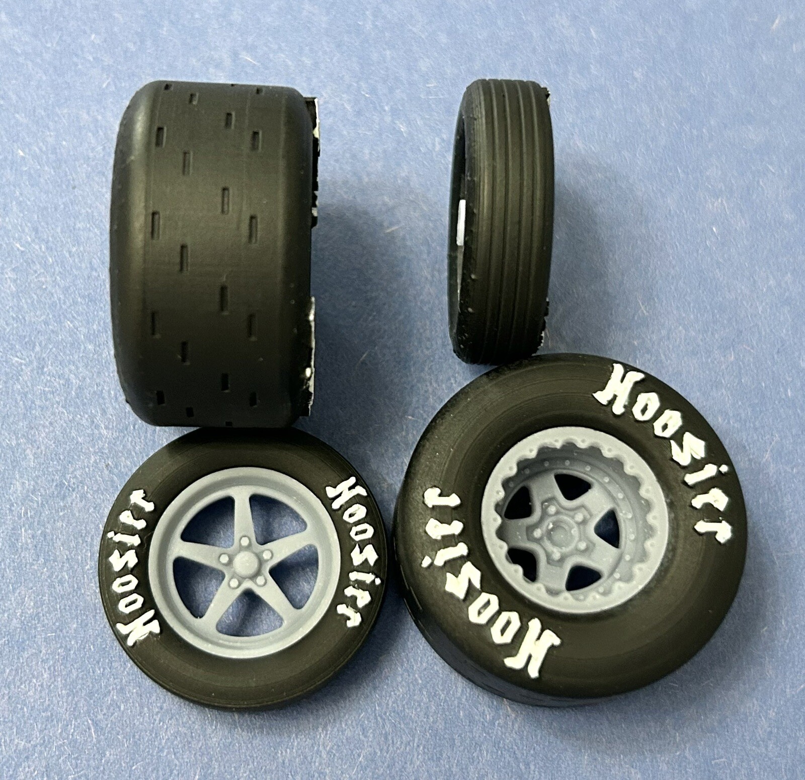 Resin 15/17 Scale in. “Weld Alumastar” Wheels With Hoosier Drag Slicks 1/24,1/25