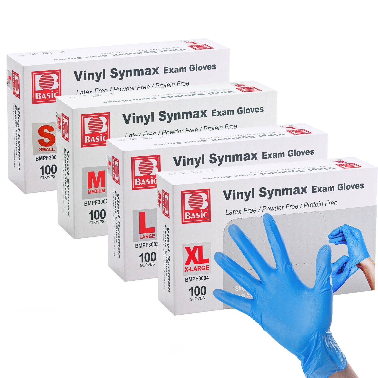 Intco BASIC Medical Vinyl Synmax Exam Gloves Durable Latex Free , Size: S/M/L/XL