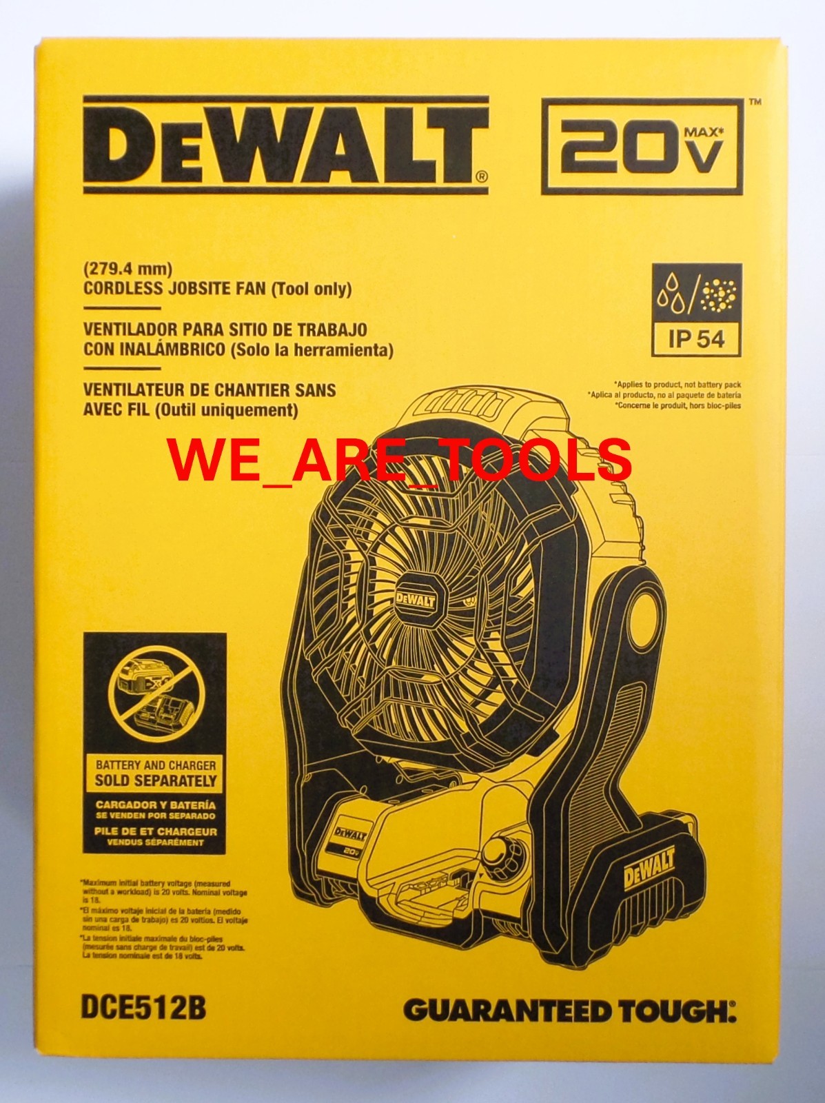 DEWALT DCE512B Cordless Jobsite Fan 650 CFM 11" FAN 20V 20 Volt Cordless