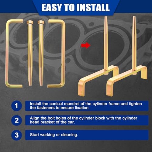 Cylinder Head Stands, 2pc Engine Cylinder Head Bracket with Tapered Mandrels,