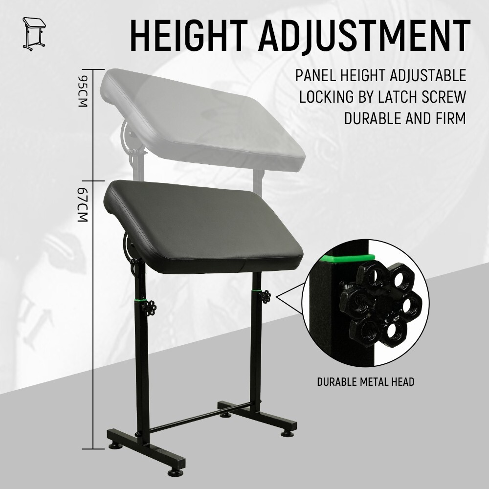 Tattoo Extra Large Armrest Stand Height Adjustable 27.6"x15.7 w/Soft Leather Pad
