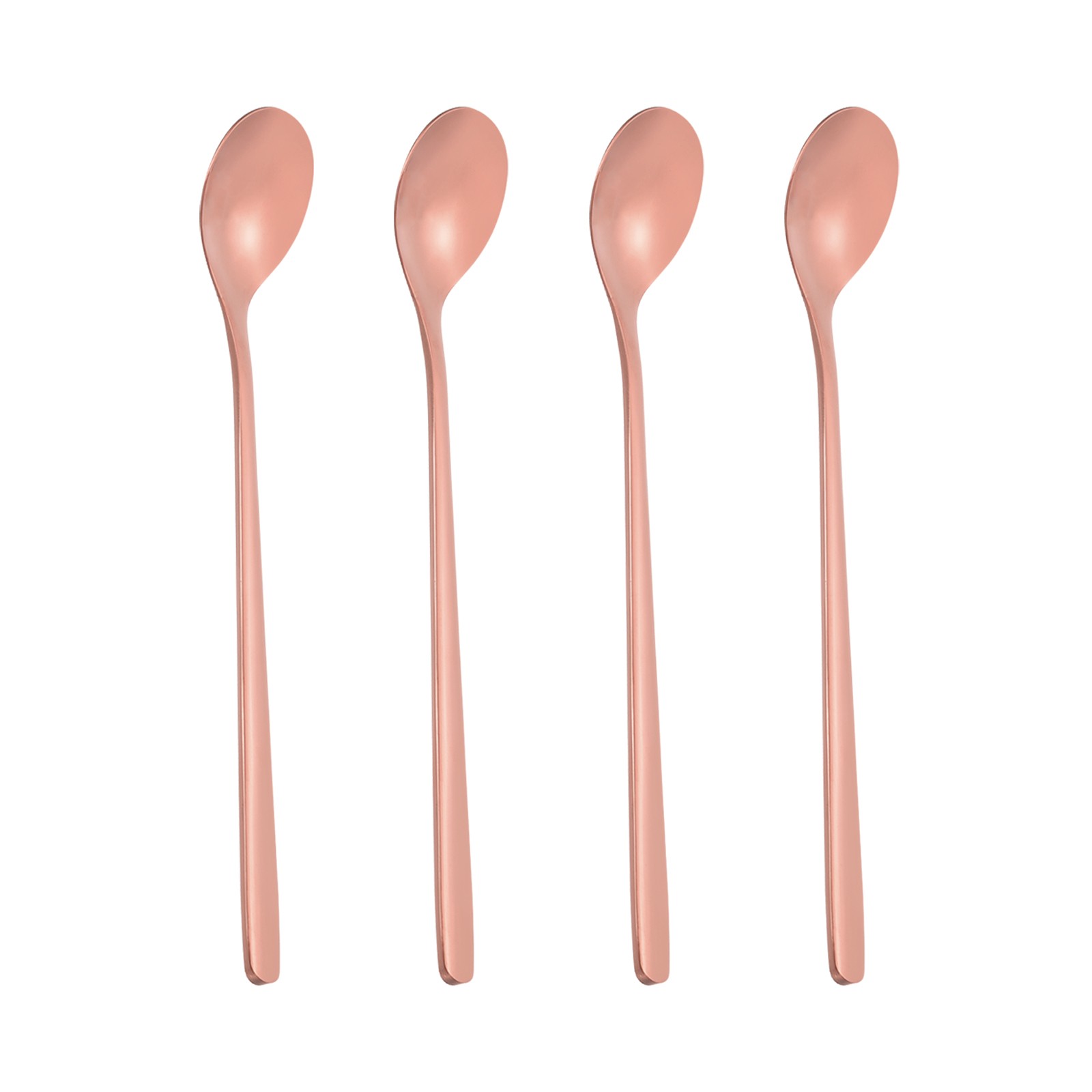 Long Handle Iced Tea Spoon, 4 Pcs 6" Stainless Steel Long Spoons, Rose Gold