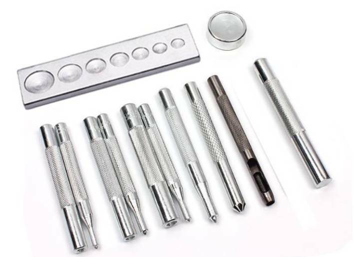 Die Punch Tool Set 10/12/15/17mm Rivets/Popper Snap Fasteners Press Studs Button