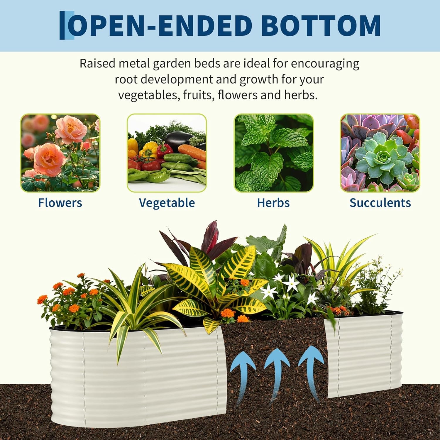 2 Pack Galvanized Raised Garden Bed Outdoor, 8 x 2 x 2 ft Metal Planter Box