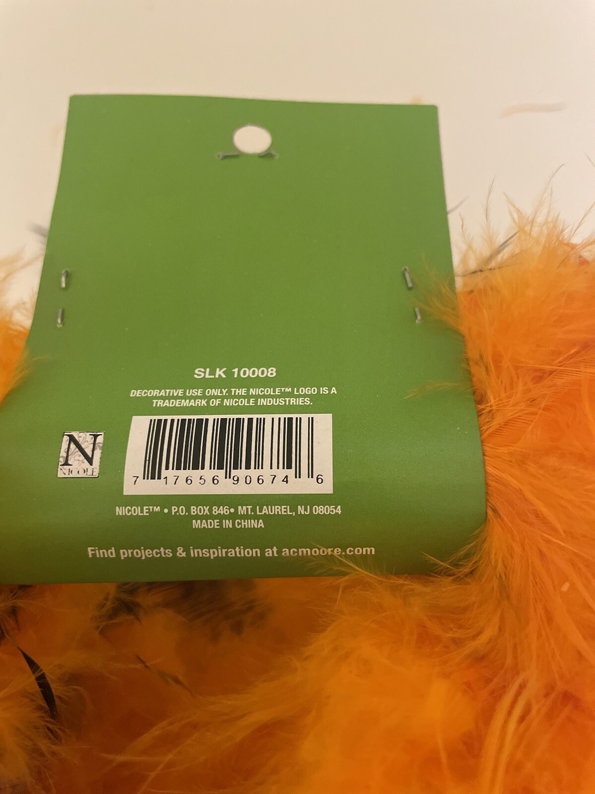 Feather Garland Boa 6ft Orange Black Halloween Costume Dance Party New MSRP$7.99