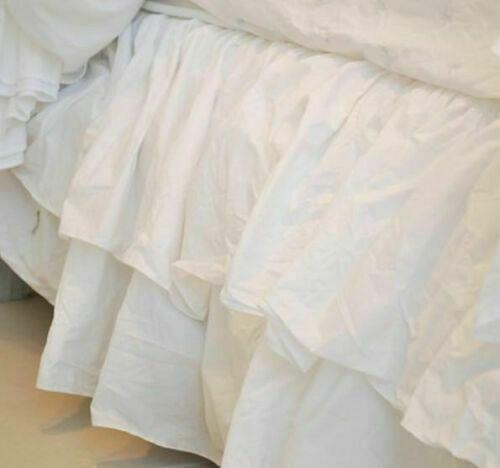 RACHEL ASHWELL COUTURE Liliput White Double Ruffle QUEEN BEDSKIRT Shabby Chic