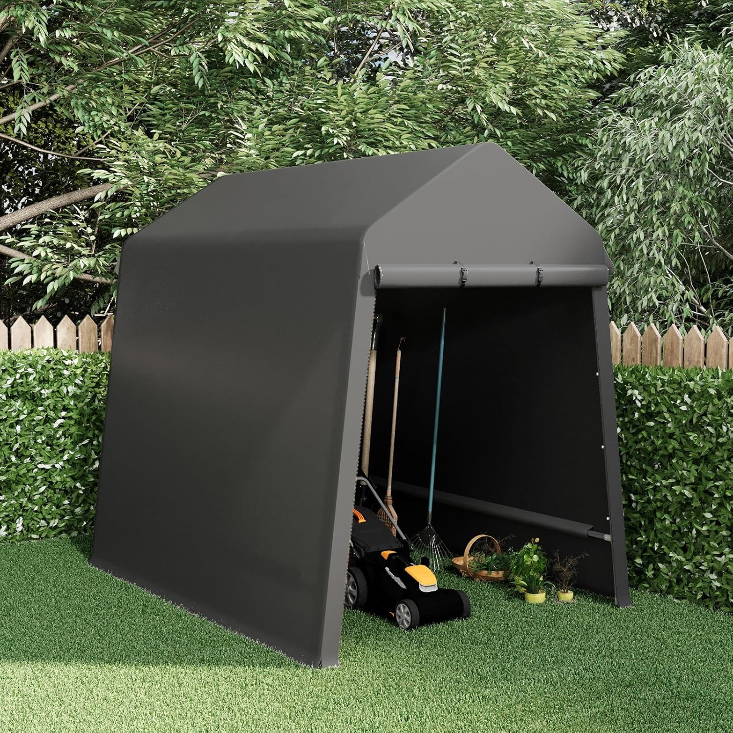 6x8 FT Outdoor Heavy-Duty Portable Garage Storage Shelter Shed with Zipper Doors