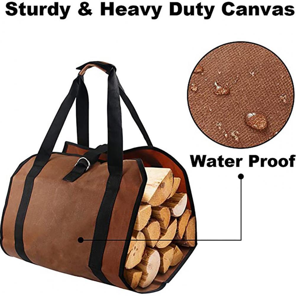 Firewood Log Carrier Bag Heavy Duty Waxed Canvas Log Tote Holder for Fireplace