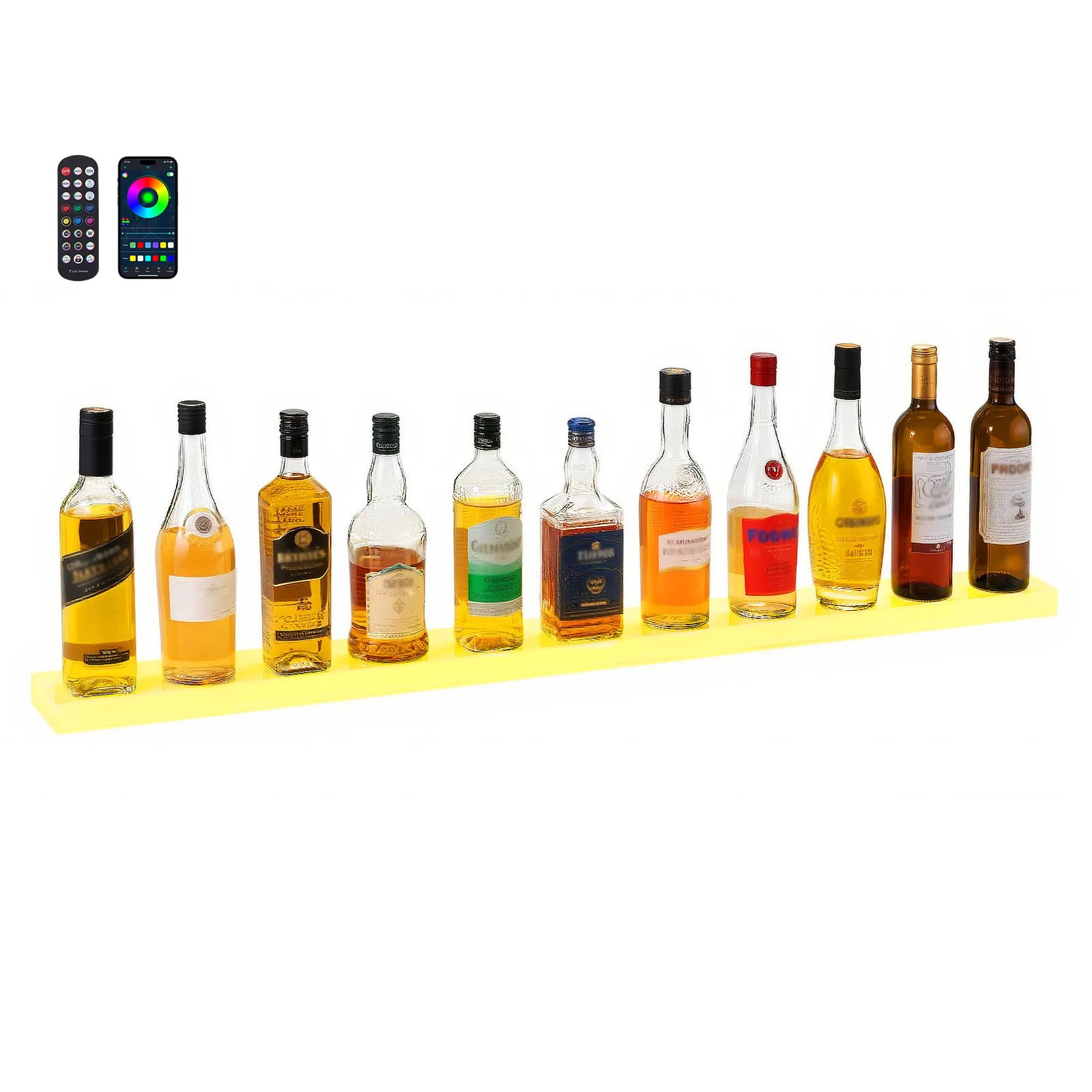 Uimoso LED Liquor Bottle Display Bar Shelf 1-Tier 48 Holds 12 Bottles