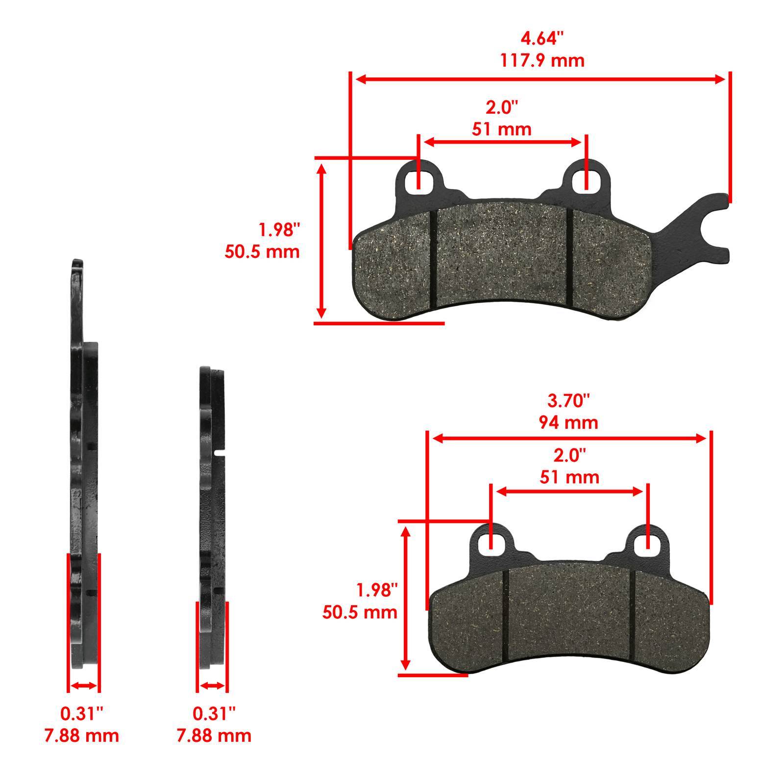 Brake Pads for Can-Am Maverick X3 Max Turbo R / RR 2017-24 Front Rear Left Right