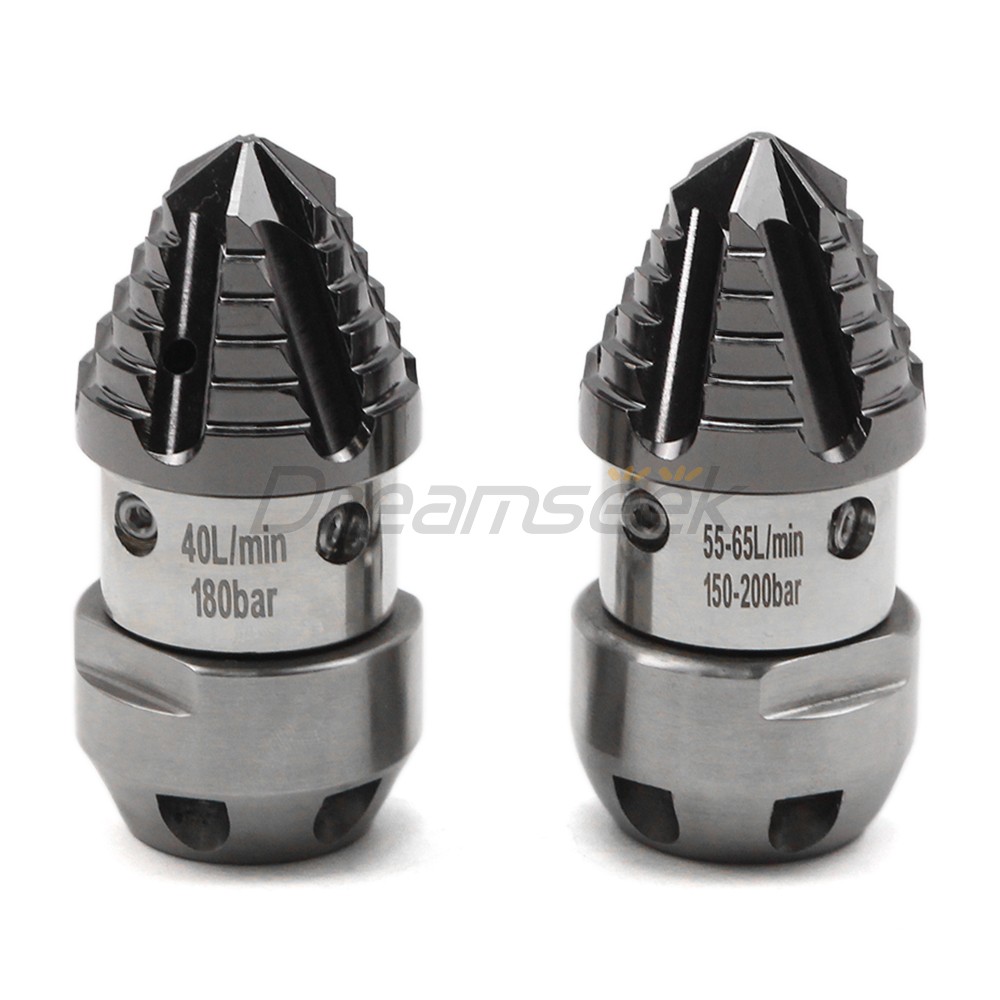 High Pressure Jetter Drain Nozzle Hose Sewer Cleaning 4 Side 6 Rear Rotating Jet