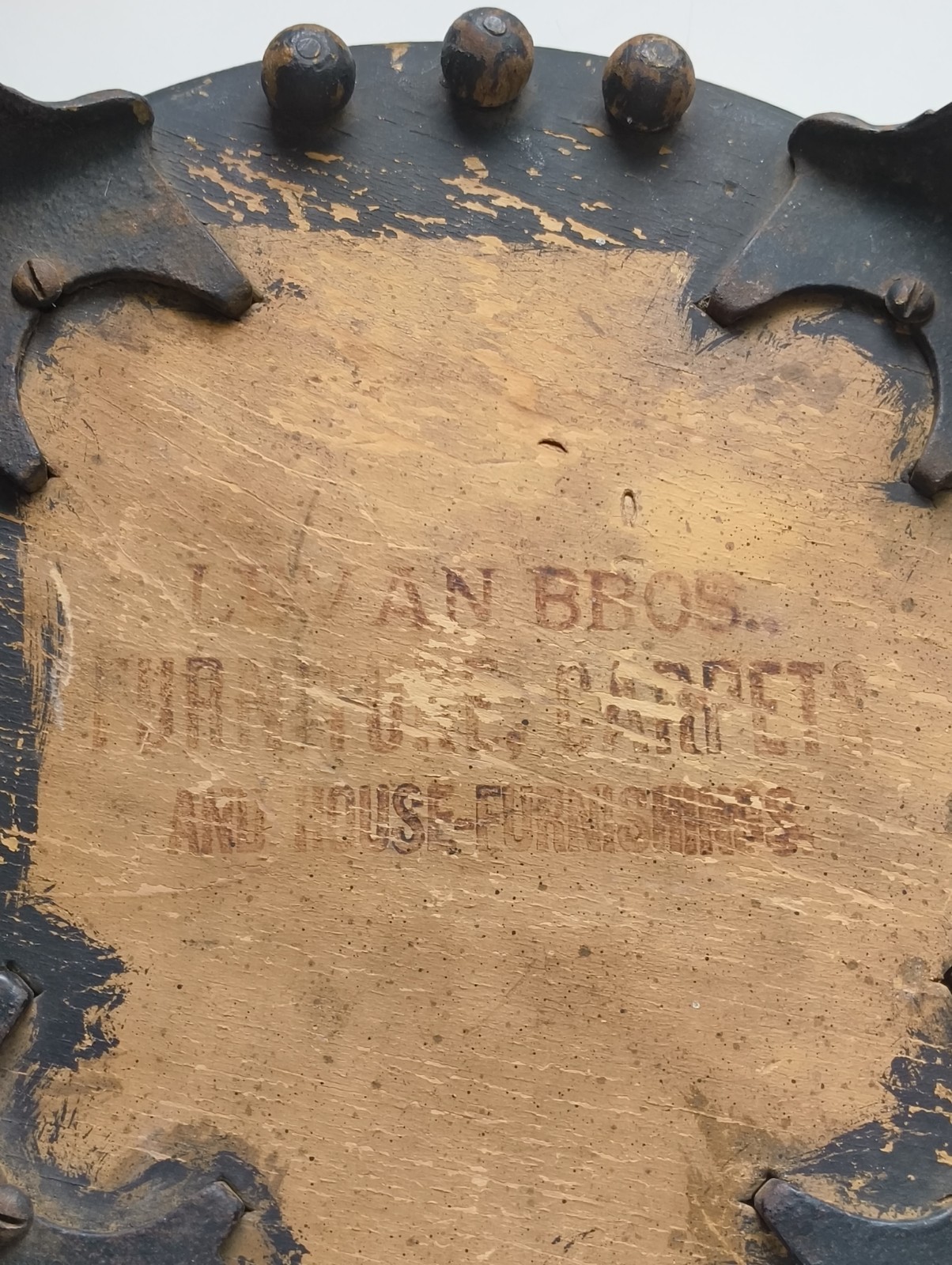 Levan Brothers Victorian Round Cast Iron & Wood Foot Stool Red Veleteen Cover