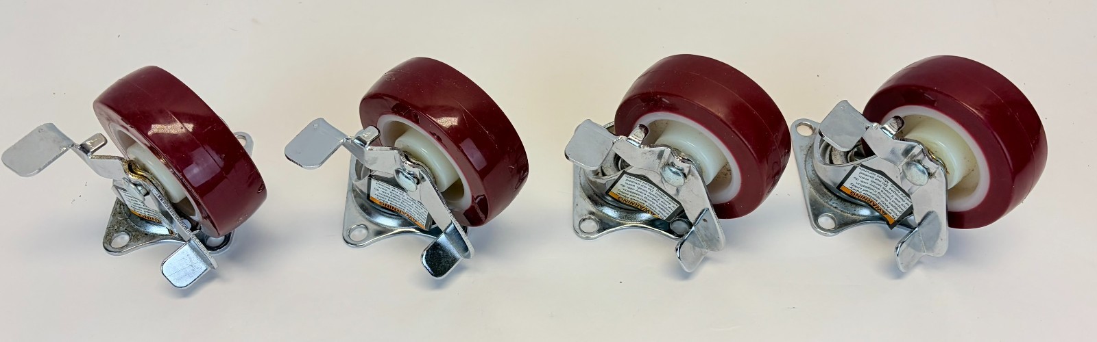 (4) 3" Polyurethane Swivel Caster Wheels w/ Brakes - New Condition