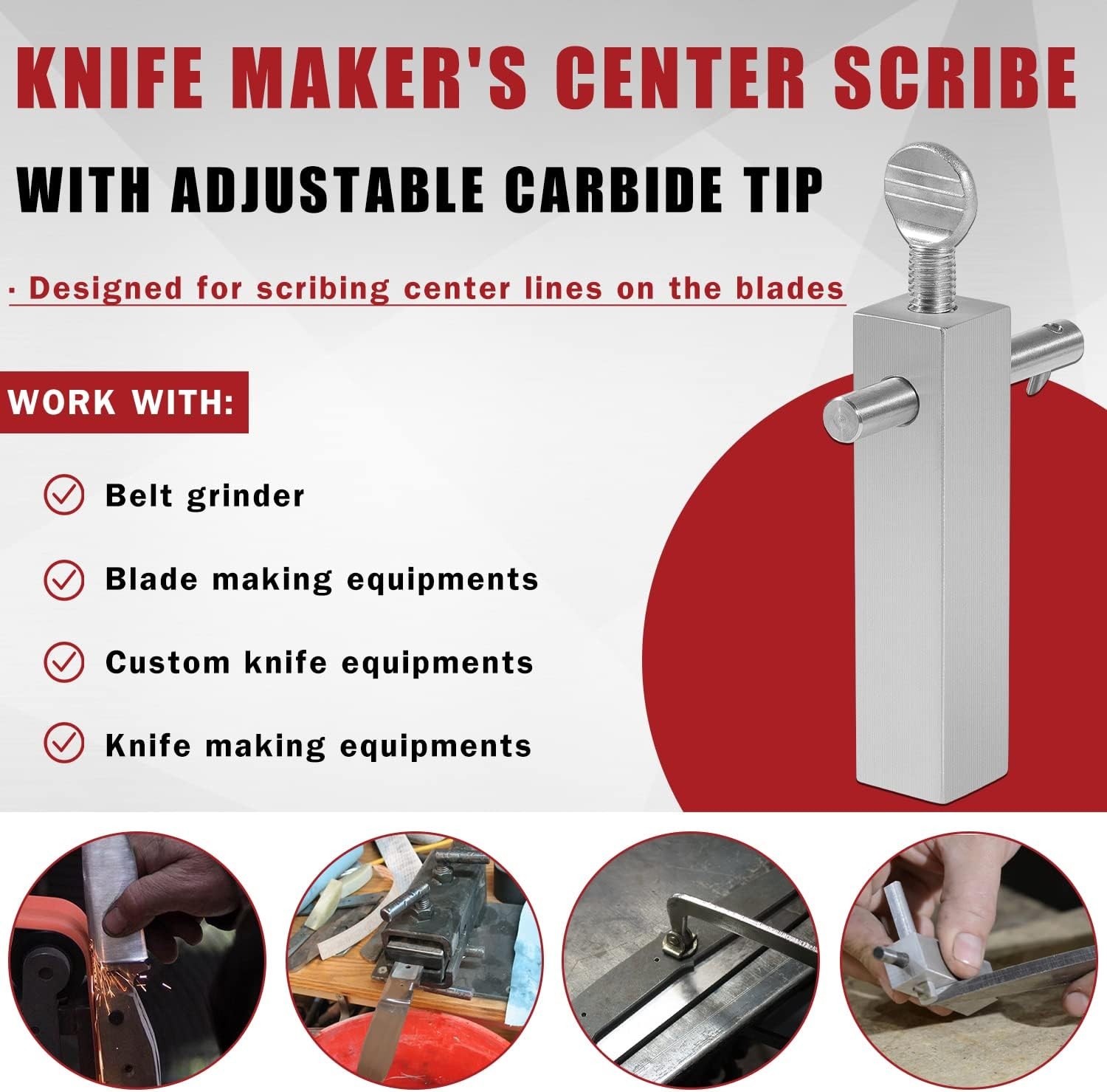 Knife Maker's Center Scribe and Tip for Marking Center Lines Stainless Steel