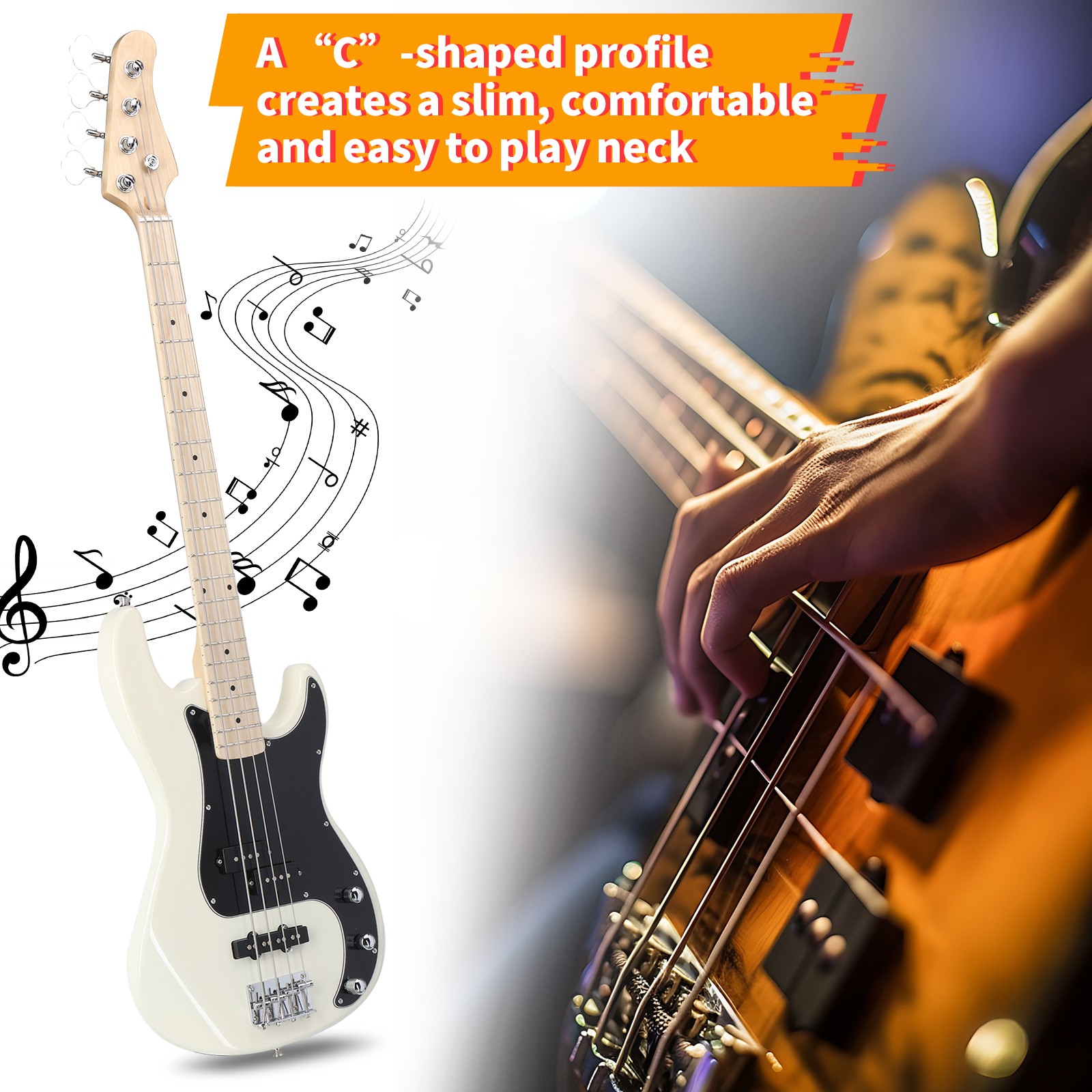 Ktaxon 46in Full Size Electric KP Bass Guitar Basswood for Student Portable Bag