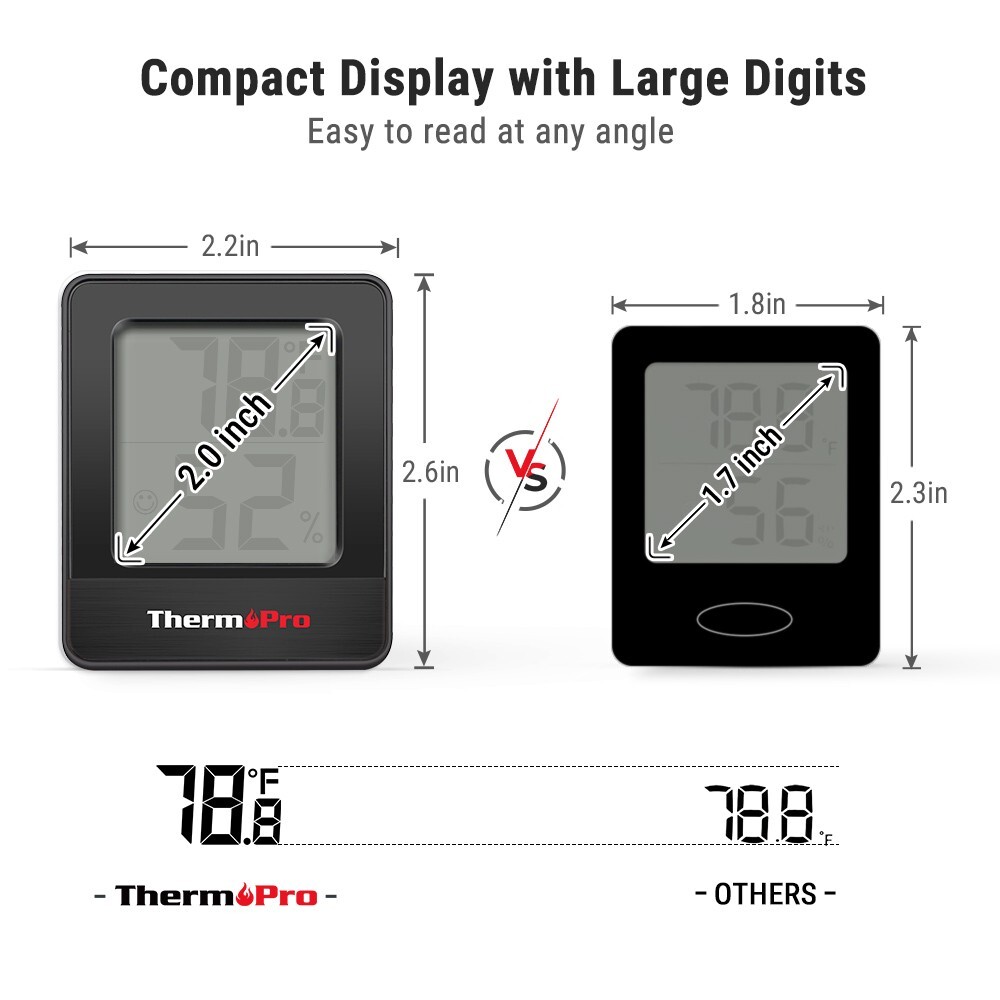 2pcs ThermoPro TP49BW Thermometer Hygrometer Digital Temperature Humidity Meter