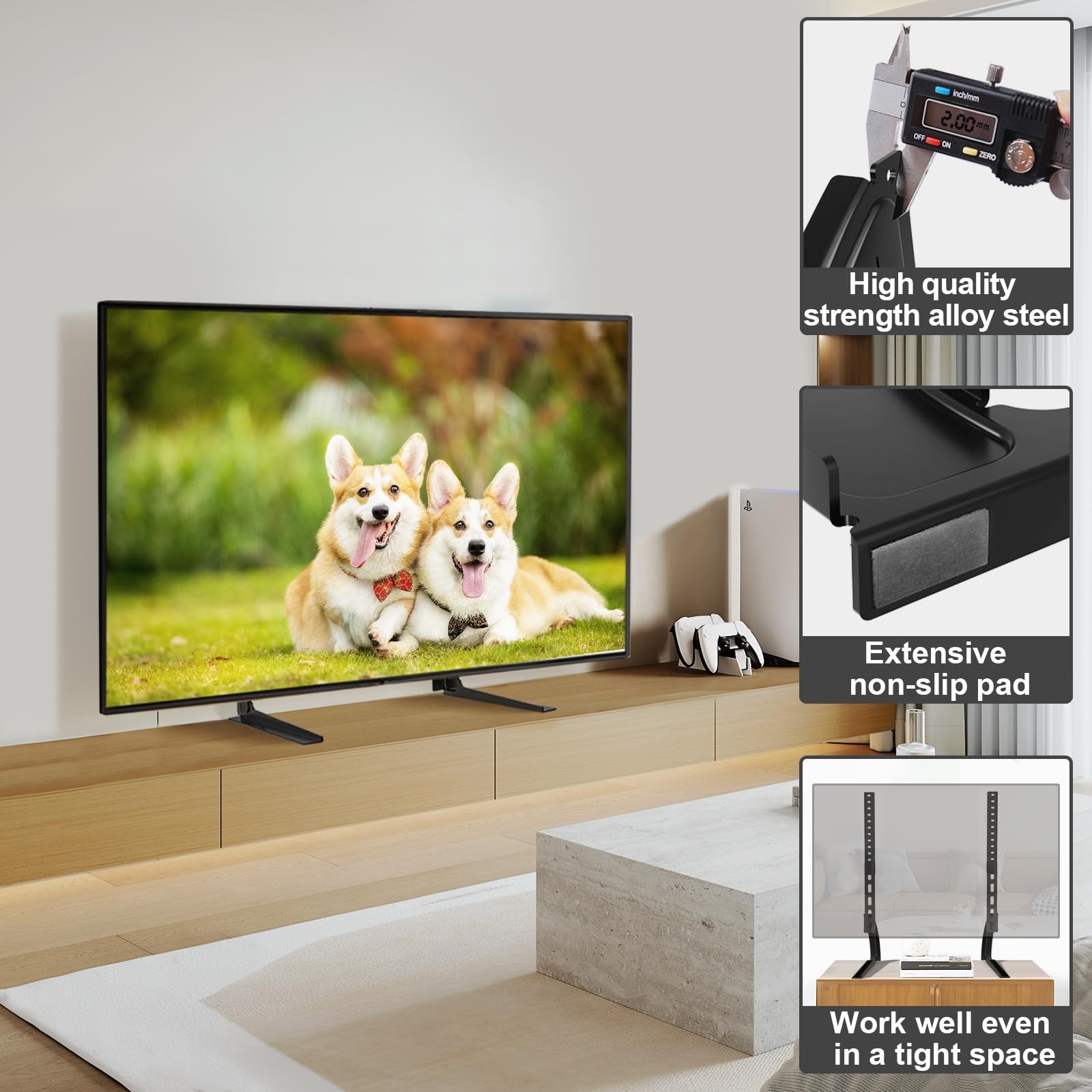Universal Table Top TV Stand Mount for 27 30 32 37 40 43 47 50 55 60 65 Inch